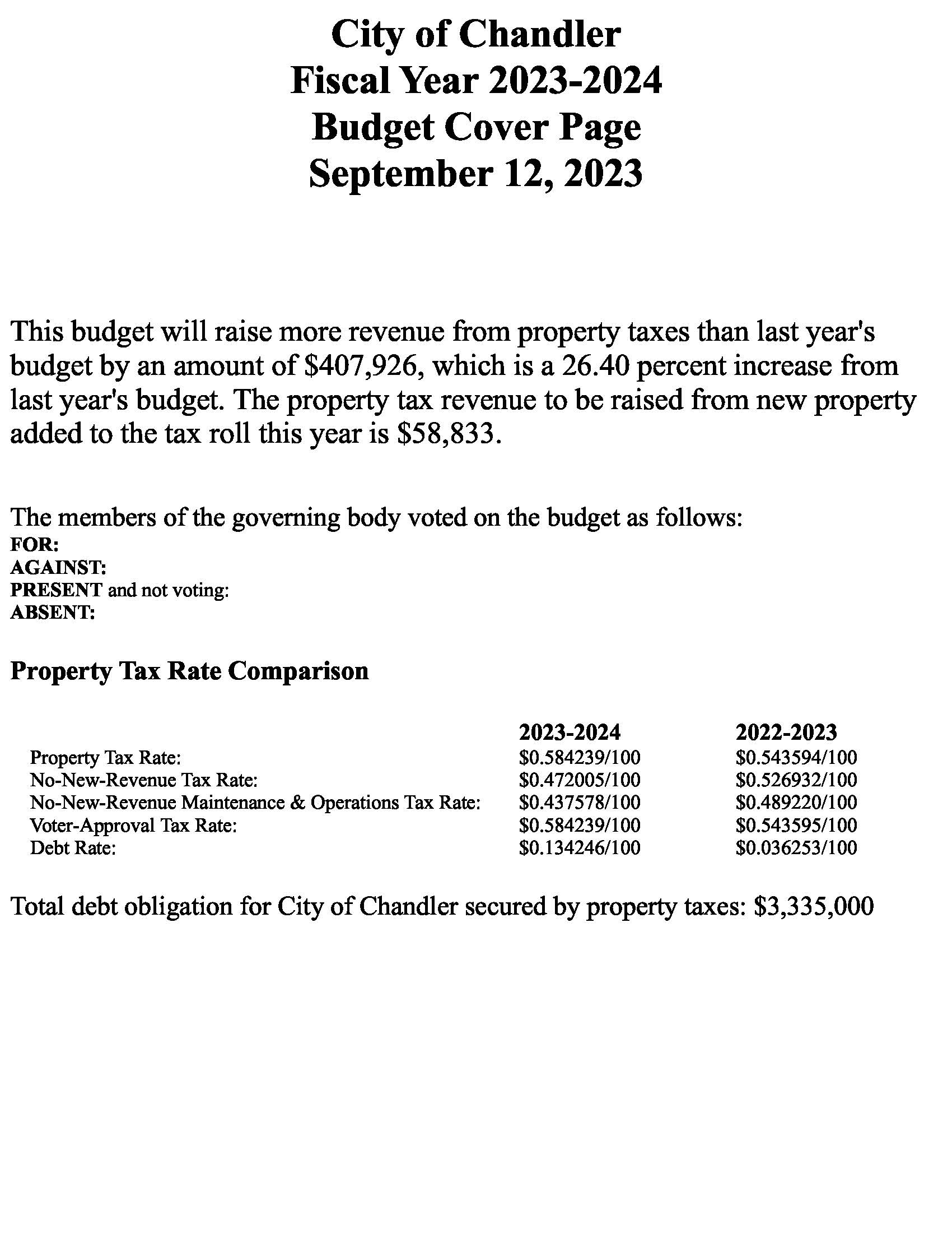 Budget FY 23-24 - Filed with City Secretary