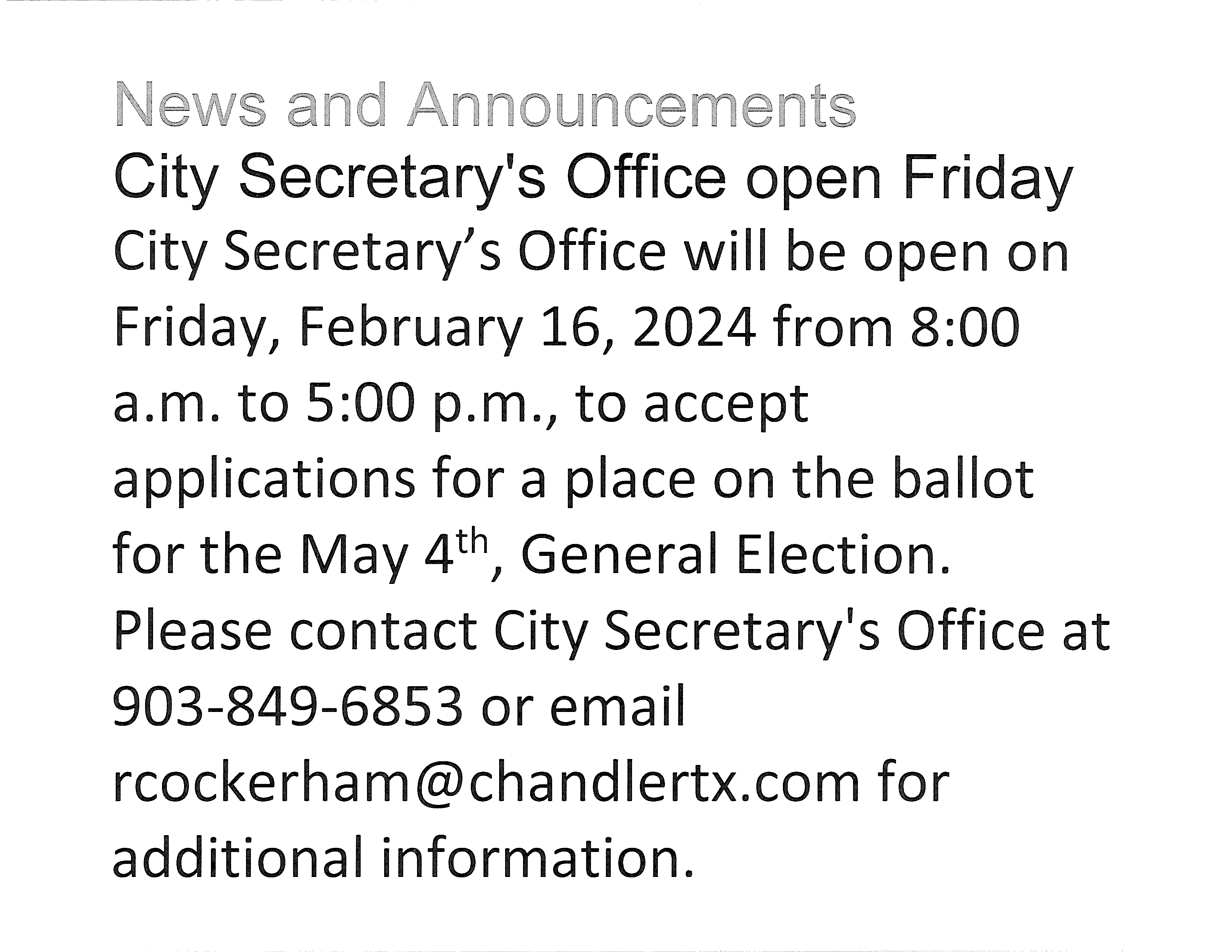 News  Announcements