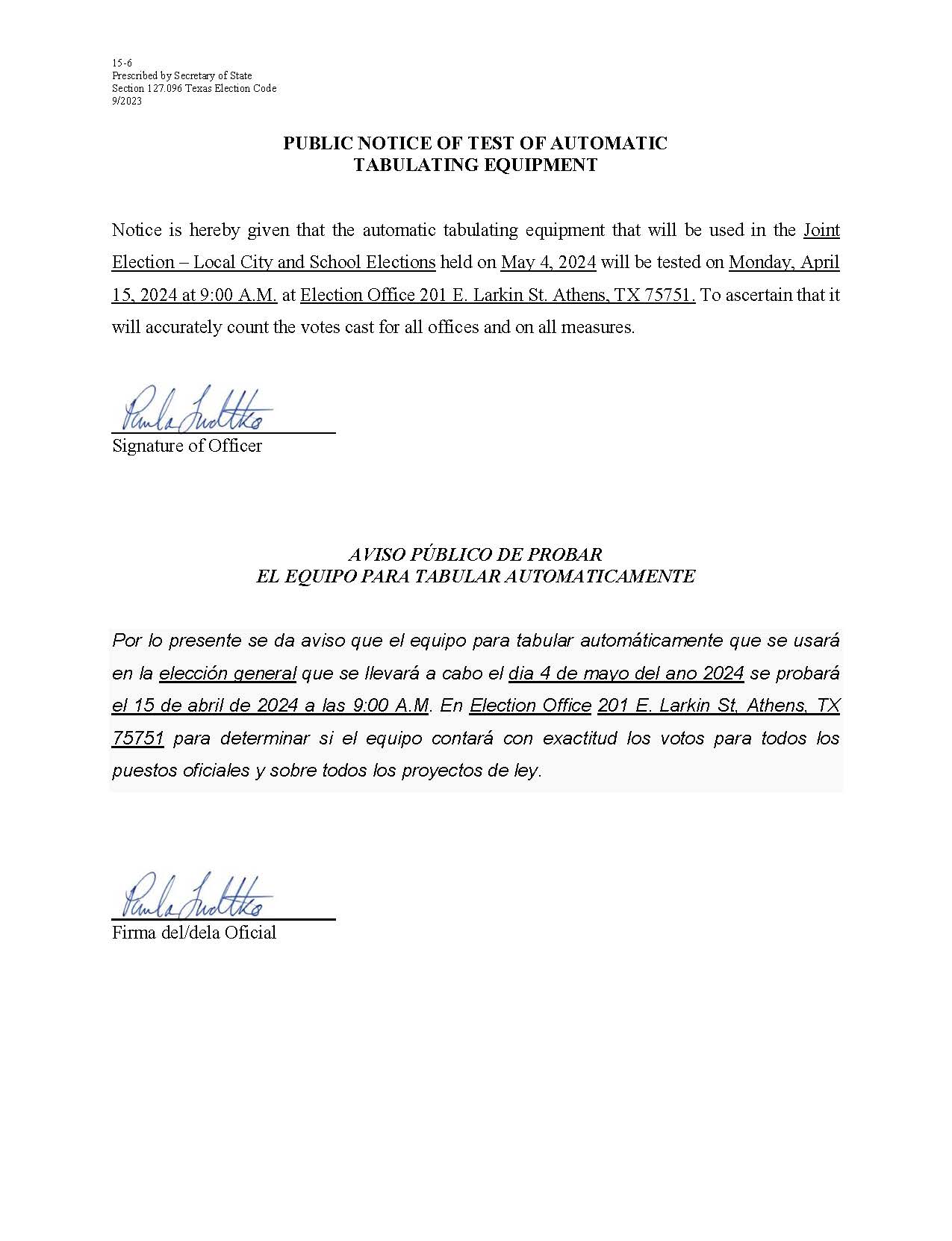 NOTICE OF GENERAL ELECTION FOR OTHER POLITICAL SUBDIVISIONS