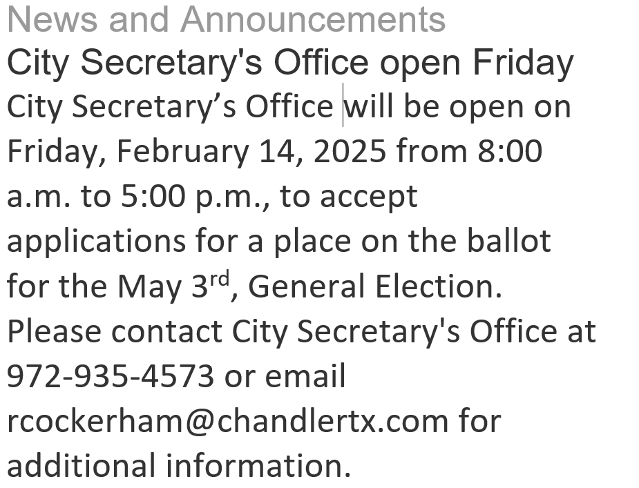 Office Open February 14th